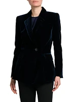 Velvet Silk-Blend One-Button Jacket