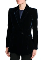 Velvet Silk-Blend One-Button Jacket