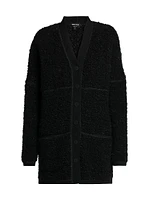 Wool-Blend Textured Longline Cardigan