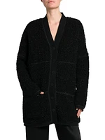 Wool-Blend Textured Longline Cardigan