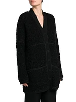 Wool-Blend Textured Longline Cardigan