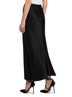 Draped Silk Slit Midi-Skirt