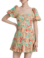 Martin Paisley Ruched Minidress