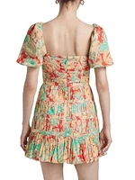 Martin Paisley Ruched Minidress