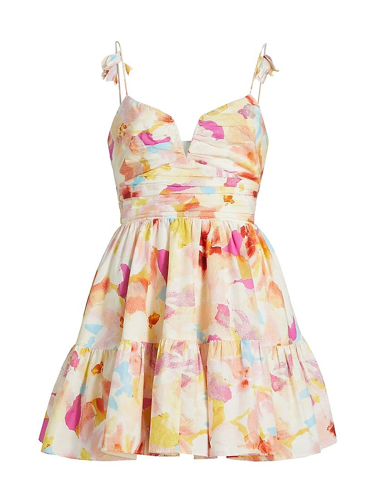 Amelie Floral Petal-Strap Minidress