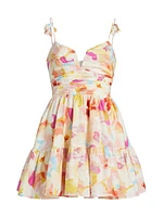 Amelie Floral Petal-Strap Minidress