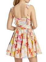 Amelie Floral Petal-Strap Minidress