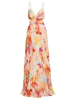 Lisle Floral Pleated Cut-Out Gown