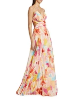 Lisle Floral Pleated Cut-Out Gown