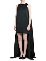 Duchess Satin High-Low Cape Dress