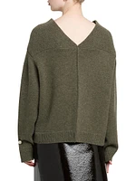 Wool-Silk V-Neck Pin Sweater