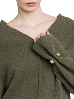 Wool-Silk V-Neck Pin Sweater