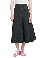 Neoprene A-Line Midi-Skirt