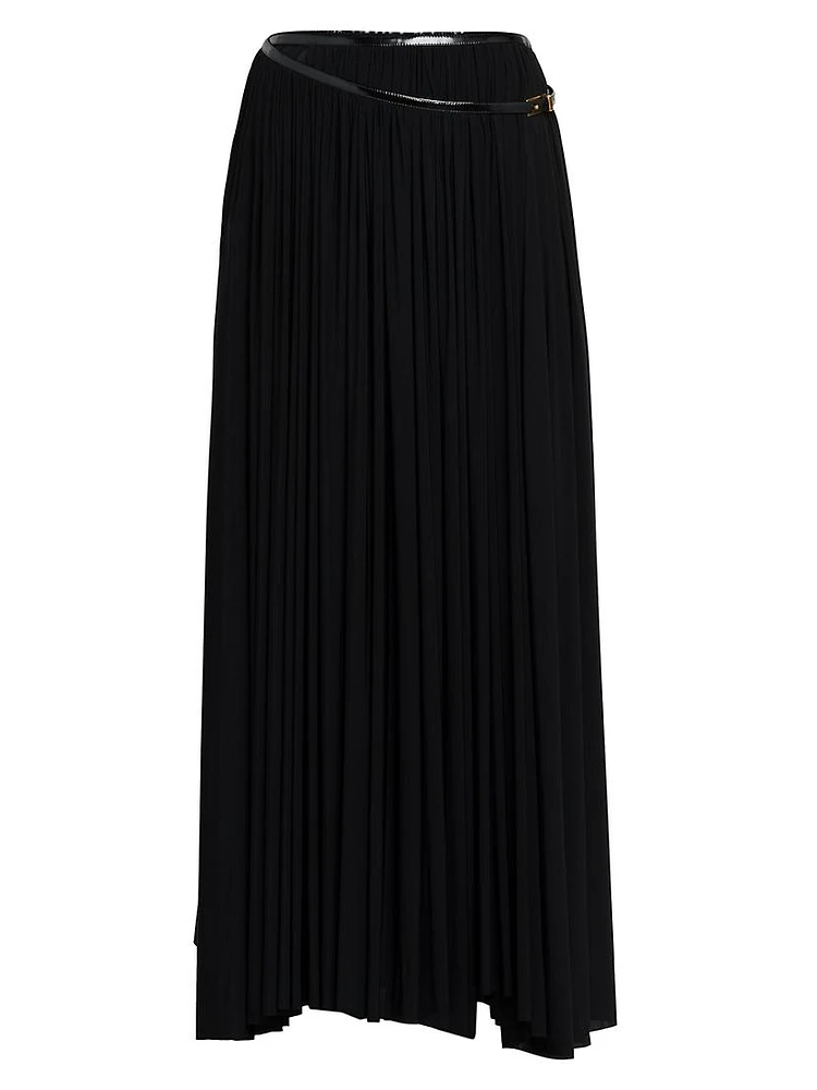 Pleated Jersey Maxi Skirt