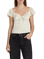 Melissa Satin Lace Cap-Sleeve Top