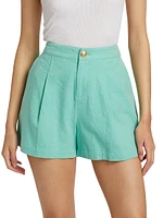 Saige Safari Linen-Blend Shorts