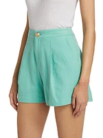 Saige Safari Linen-Blend Shorts