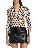 Tyler Polka Dot Silk Button-Up Blouse