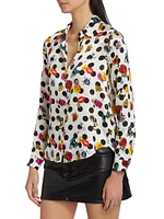 Tyler Polka Dot Silk Button-Up Blouse