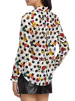 Tyler Polka Dot Silk Button-Up Blouse