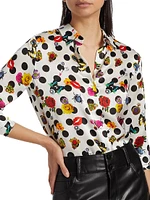 Tyler Polka Dot Silk Button-Up Blouse