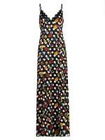 Zanna Polka Dot Lace-Trim Gown