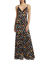 Zanna Polka Dot Lace-Trim Gown