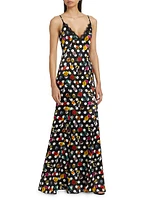 Zanna Polka Dot Lace-Trim Gown