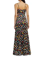 Zanna Polka Dot Lace-Trim Gown