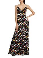 Zanna Polka Dot Lace-Trim Gown