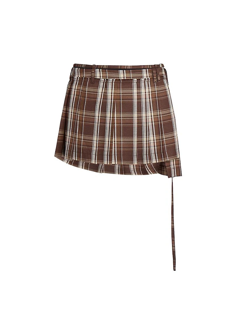 College Check Wrap Miniskirt