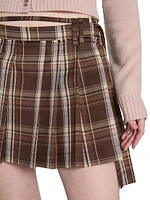 College Check Wrap Miniskirt