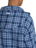 Flannel Check Cotton Hooded Top