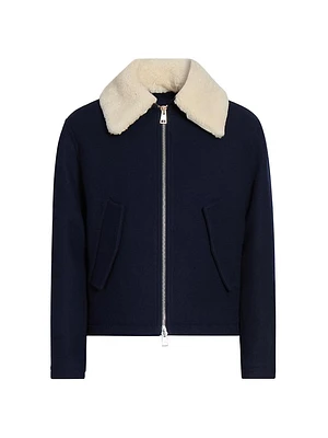 Shearling Collar Wool Jacket