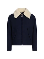 Shearling Collar Wool Jacket