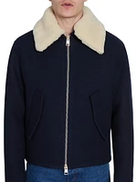 Shearling Collar Wool Jacket