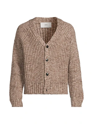 Rib-Knit Wool Cardigan