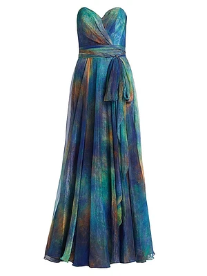 Organza Strapless A-Line Gown