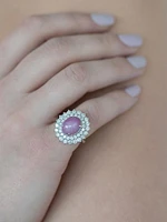 18K White Gold, Ruby & 2.20 TCW Diamond Halo Cocktail Ring