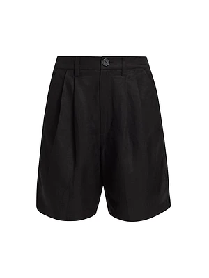 Carrie Linen-Blend Tailored Shorts