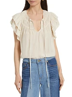 Sue Shirred Keyhole Blouse