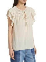 Sue Shirred Keyhole Blouse