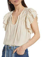 Sue Shirred Keyhole Blouse