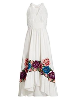 Cordelia Cotton Floral-Embroidered Midi-Dress