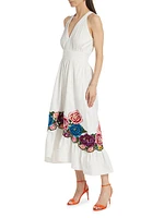 Cordelia Cotton Floral-Embroidered Midi-Dress