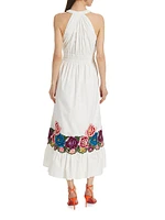 Cordelia Cotton Floral-Embroidered Midi-Dress