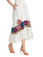 Cordelia Cotton Floral-Embroidered Midi-Dress