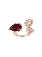 Serpent Bohème 18K Rose Gold, Rhodolite Garnet & 0.46 TCW Diamond Cuff Ring