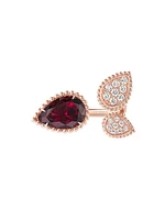 Serpent Bohème 18K Rose Gold, Rhodolite Garnet & 0.46 TCW Diamond Cuff Ring