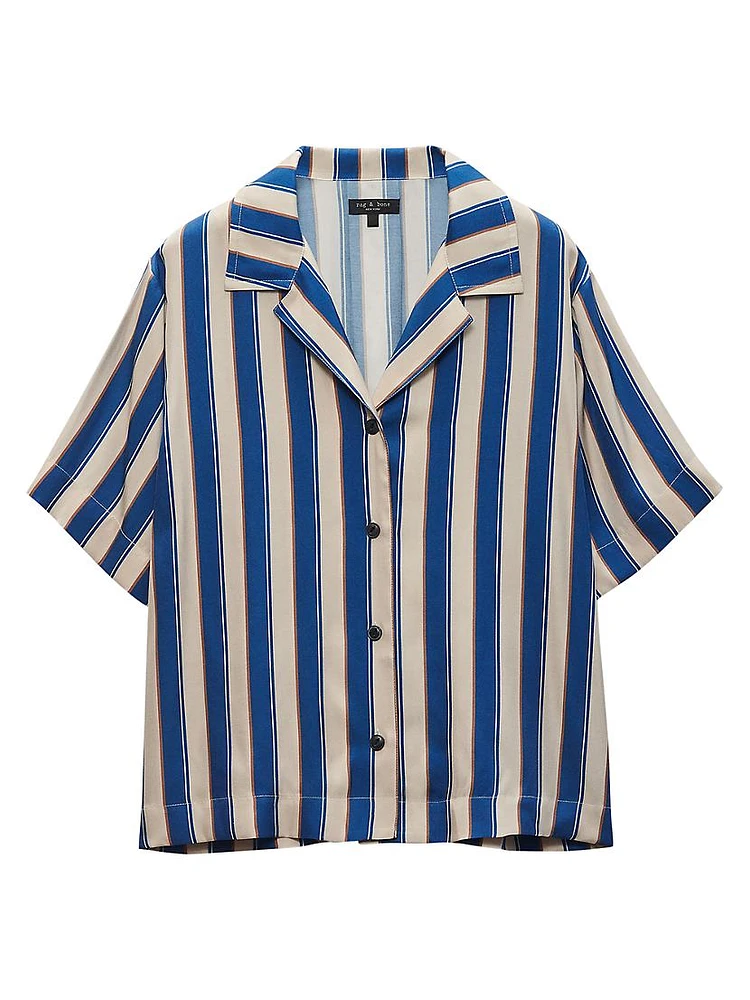 Declan Silk Striped Camp Shirt